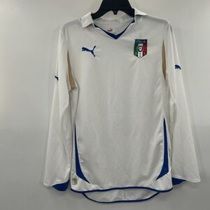 Italy National Soccer Team 2010/11 Away Jersey Shirt Men's S White Long Sleeve